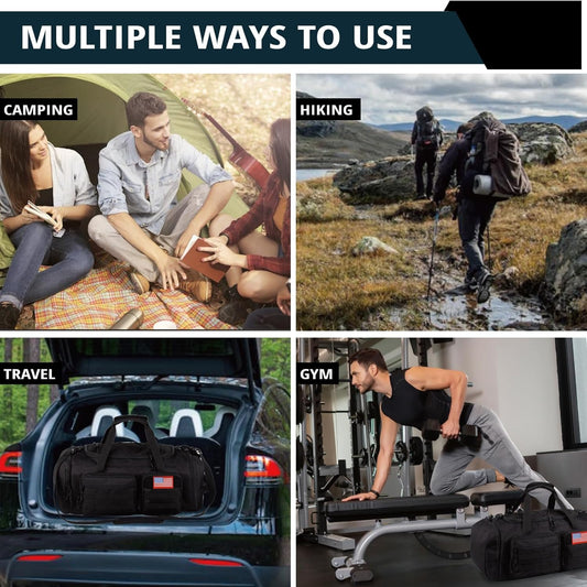 Tactical Gym Bag for Men,70L Large 3 in 1 Sports Duffle Bag with Shoes Compartment for Travel,Water Resistant Travel Backpack Weekender Overnight Bag with Wet Pocket for Women