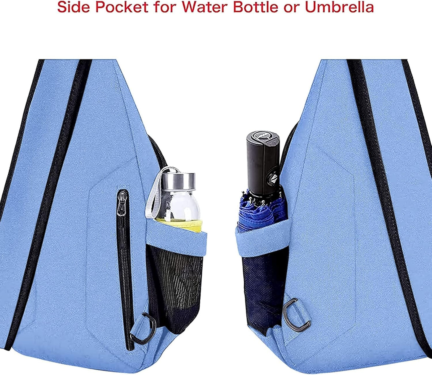 MOSISO Sling Backpack,Canvas Crossbody Hiking Daypack Bag with Anti-theft Pocket, Air Blue