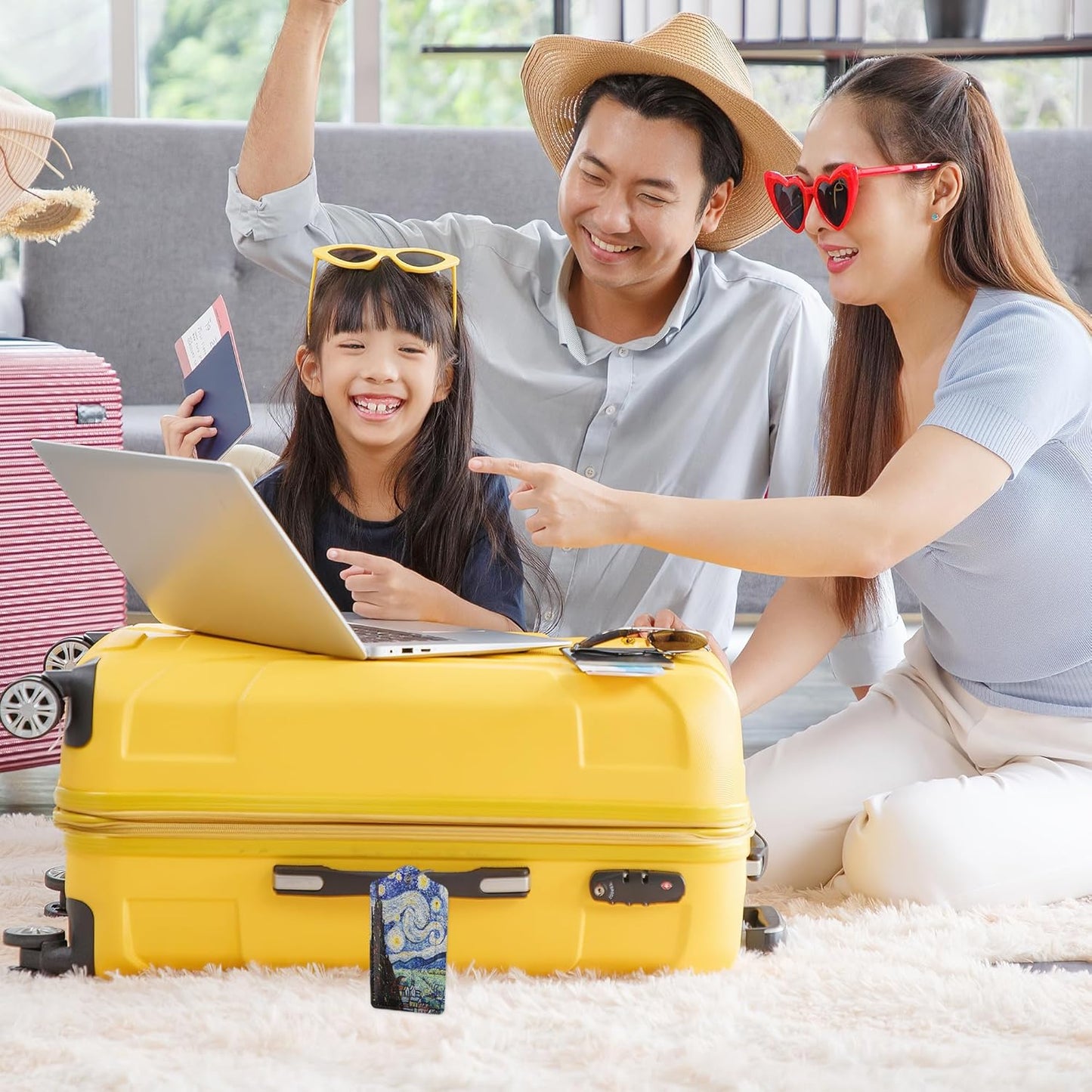 Set of 2 Starry Night Luggage Tags for Suitcases, Leather Suitcase Tag Name Identifiers Labels for Travel Bag Baggage Backpack