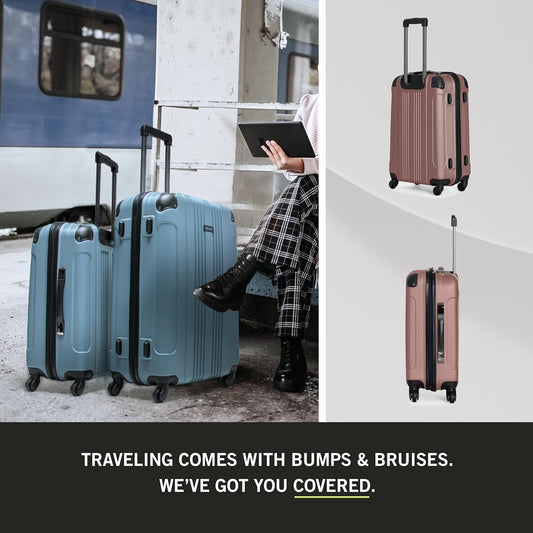 Kenneth Cole REACTION Out of Bounds Lightweight Hardshell 4-Wheel Spinner Luggage, Rose Gold, 3-Piece Set (20", 24", & 28")