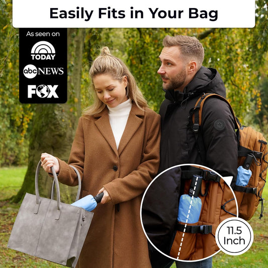 TUMELLA Strongest Windproof Travel Umbrella (Compact, Superior & Beautiful), Small Strong but Light Portable and Automatic Folding Rain Umbrella, Durable Premium Grip, Fits Car & Backpack