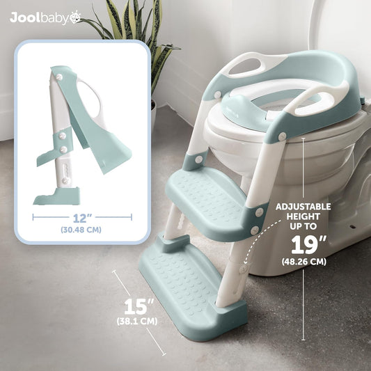 Jool Baby Potty Training Seat with 2 Step Ladder for Toddlers - Soft Cushioned Seat & Splash Guard, Adjustable Height (Aqua)