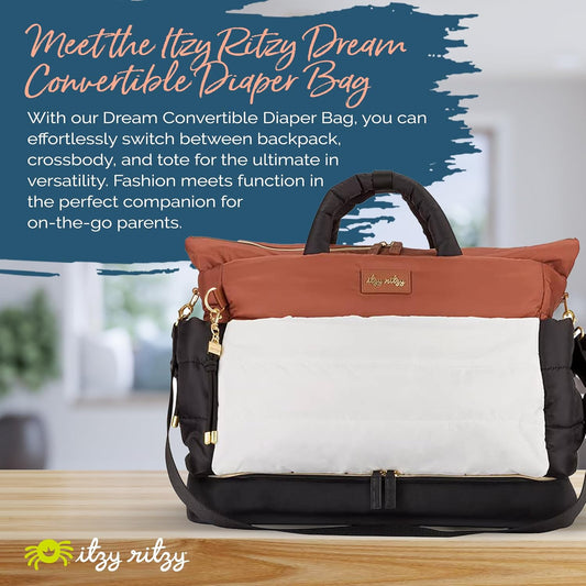 Itzy Ritzy Dream Convertible Diaper Bag Tote Backpack - Baby Diaper Bag with 14 Pockets, Changing Pad & More (Coffee & Cream)