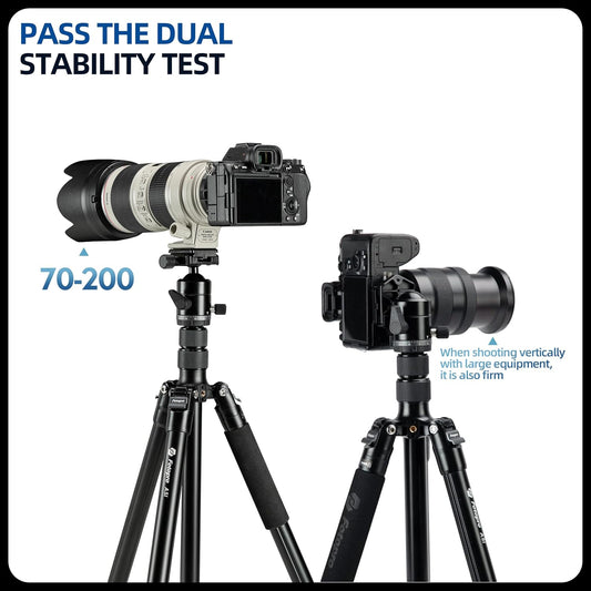 Fotopro 73" Camera Tripod, Aluminum Compact Travel Tripod and Monopod with 360° Ball Head Quick Release Plate, Professional Camera Tripod for DSLR, A4I A5I (Grey, 73 Inch)