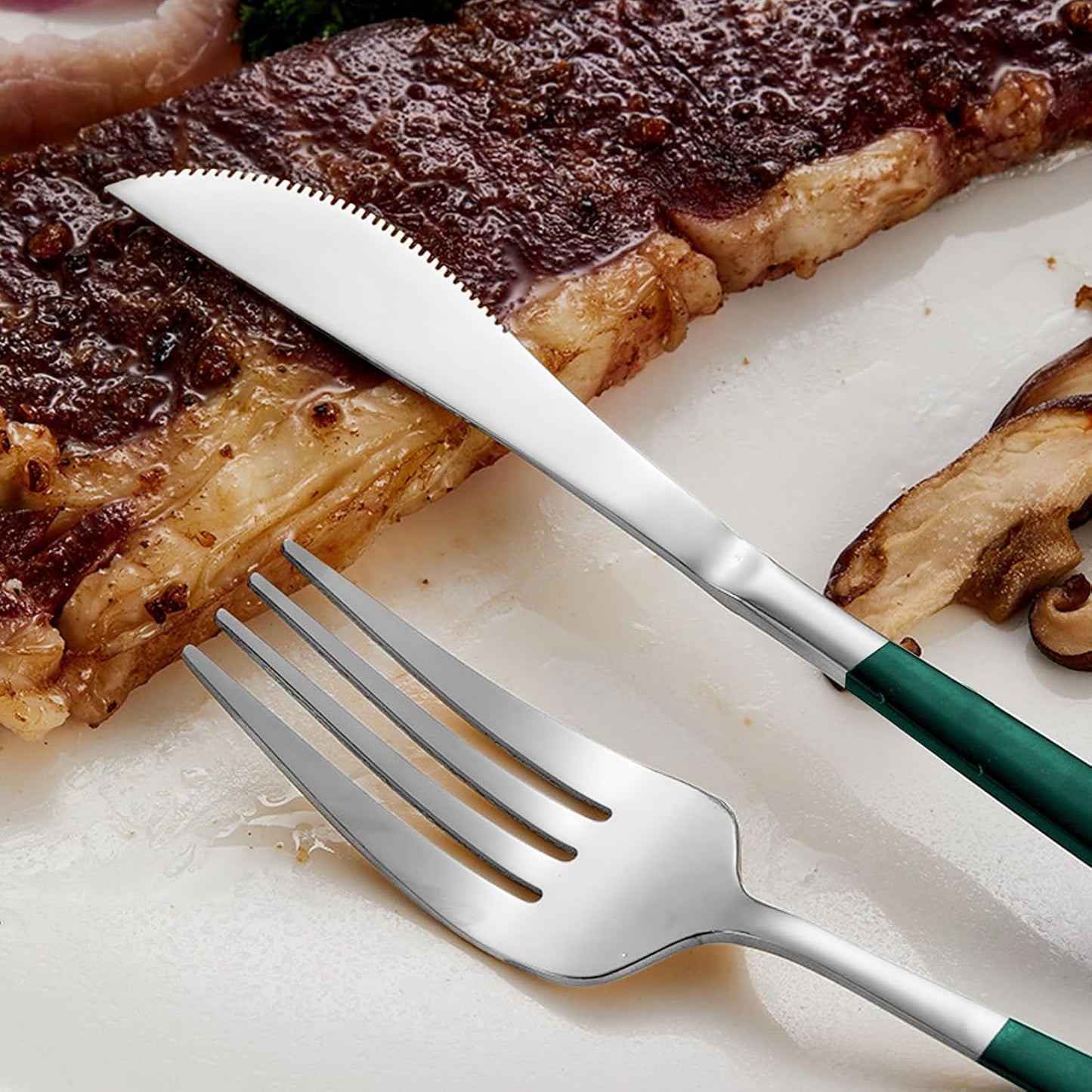 VANRA 3-Piece Portable Travel Utensils Set with Case 18/8 Stainless Steel Flatware Set Reusable Cutlery Set with Fork Spoon Knife for Lunch Travel Camping School Work Picnic (Deep Green)