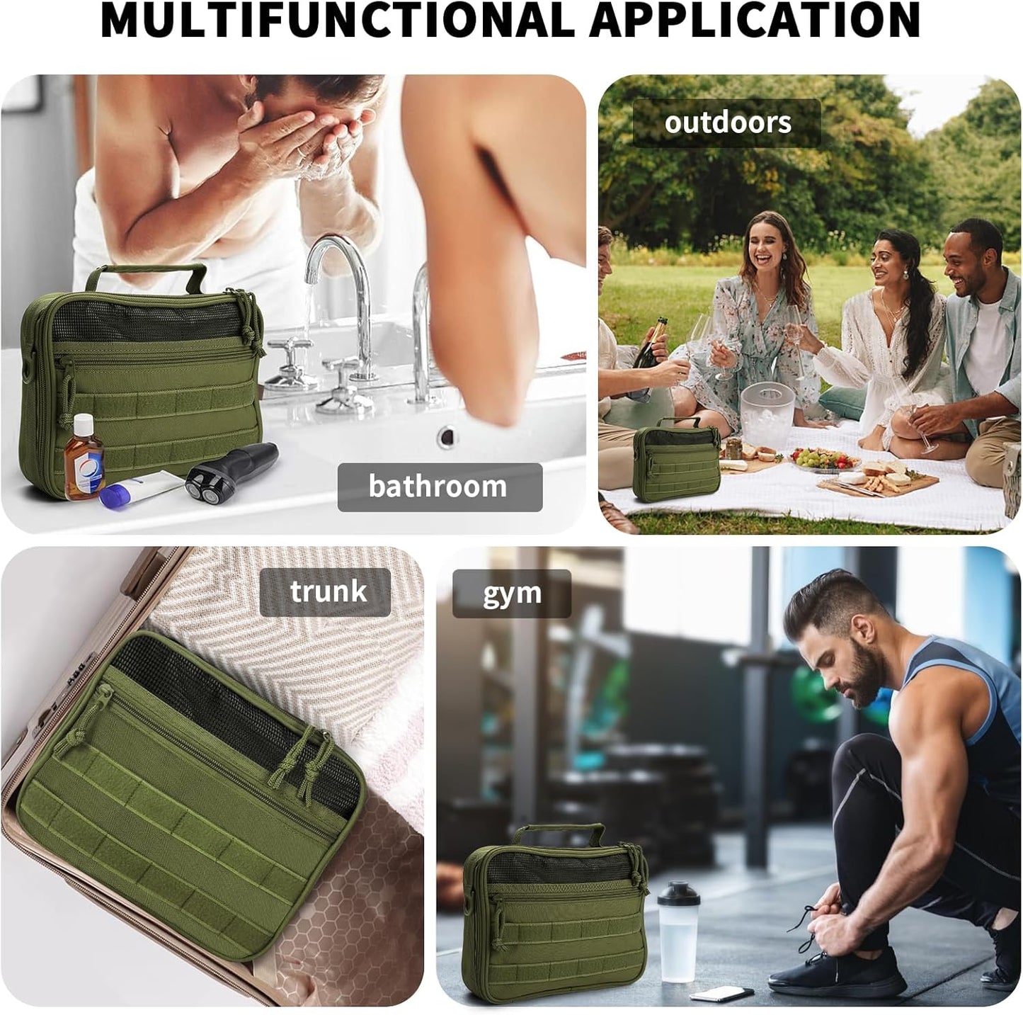 VELVEBAG Mens Toiletry Travel Bag Hanging Toiletry Bag Toiletry Bag Shaving Bag for Men Travel for Cosmetic,Toiletries,Accessories Green