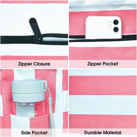 Becokan Beach Bag Large Beach Tote Bag for Women Waterproof Sandproof Swim Pool Bag With Zipper