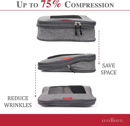 Compression Packing Cubes for Travel Organizers with Double Zipper, LeanTravel