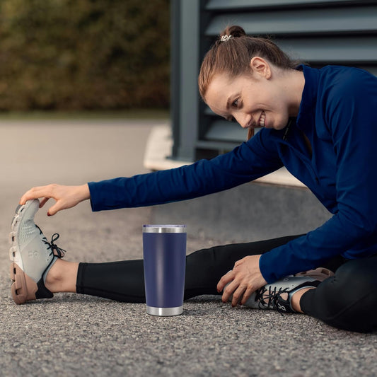 20 oz Tumbler with lid Double Wall Vacuum Insulated Tumblers Stainless Steel Coffee Mug Travel Coffee Tumbler Powder Coated Tumbler Cup Keep Hot&Cold - (Navy 12 Pack)