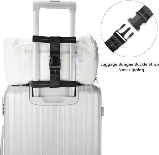 Luggage Bungee Straps for Attaching Bags - 2 Pack Adjustable Elastic Luggage Straps with Buckle, Black Luggage Strap for Suitcases Handle Carry on Add Bag, Backpack, Purse, Roller Bags, Handbag