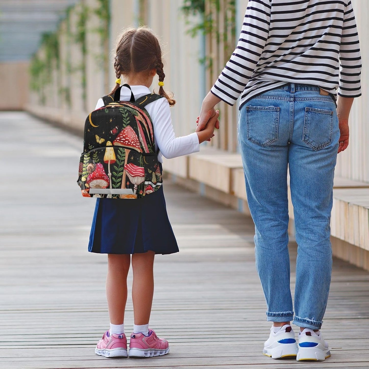 Moon Mushroom Toddler Backpack Boys Girls Kids Preschool Bookbag School Children Bag with Leash Travel Casual Daypack Kindergarten Elementary Schoolbag for Nursery Junior Primary Students