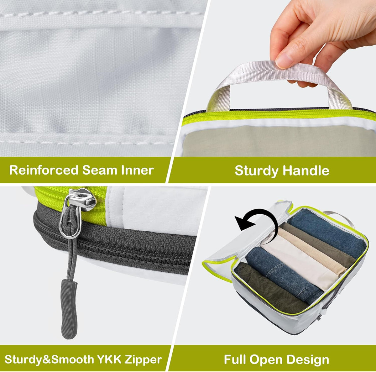 Cipway Compression Packing Cubes Mesh, Lightweight Luggage Organizer Bags with Laundry Bag,Toiletries Bag and Shoe Bag, Travel Essentials for Carry on Suitcase(8Pcs,White)