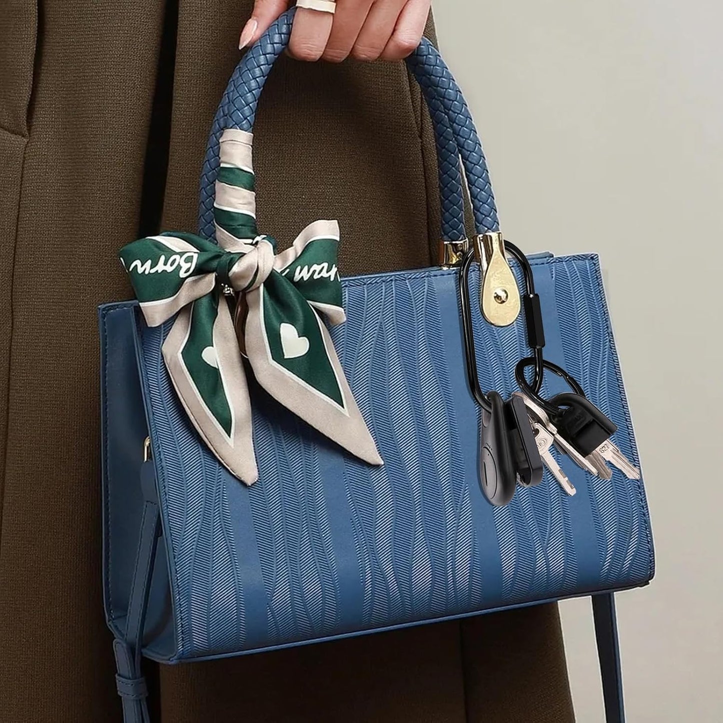 Key Chain, Brass Key Rings 2 Pack Screw Lock Key Organizer with 4 Rings Carabiner Keychain Clip for Men and Women