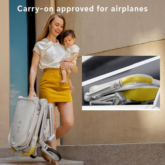 Hot Mom Lightweight Baby Stroller, Intelligent Seat Reversing and Anti-Shock Tire Combine Baby Pushchair, Newborn to Toddler's Baby Stroller,White