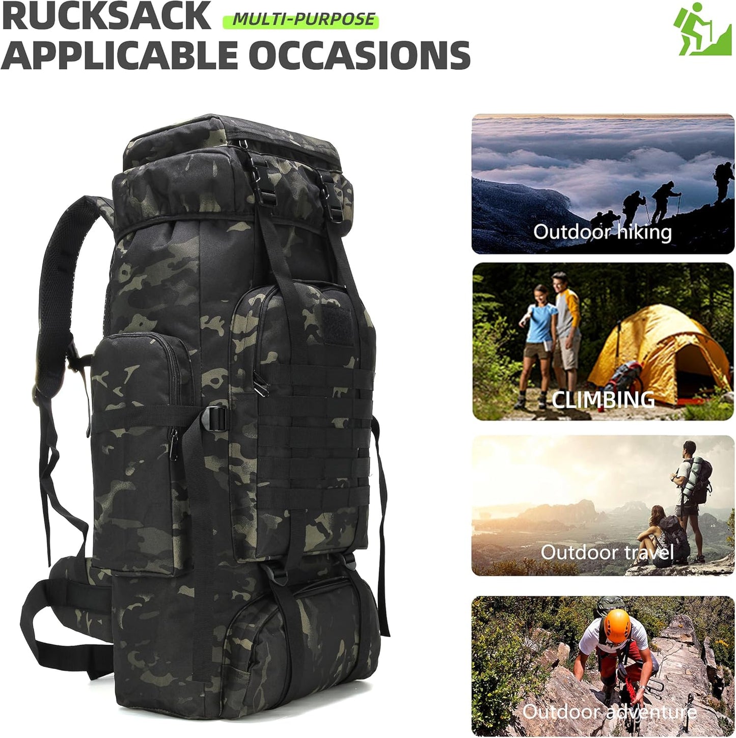 King'sGuard 70L Camping Hiking Backpack Tactical Backpack Military Molle Rucksack Backpack for Outdoor