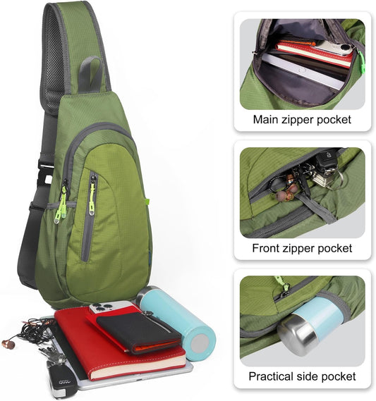 TITECOUGO Small Sling Bag, Lightweight Crossbody Backpack for Men Women, Shoulder Bag for Sports and Outdoor