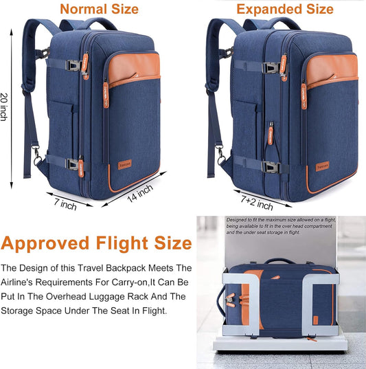 Travel Laptop Backpack,42L Carry on Luggage, Flight Approved Expandable Backpack,Business Anti Theft Weekender Bags for Women Men, Water Resistant Expandable Backpacks With 4 Packing Cubes