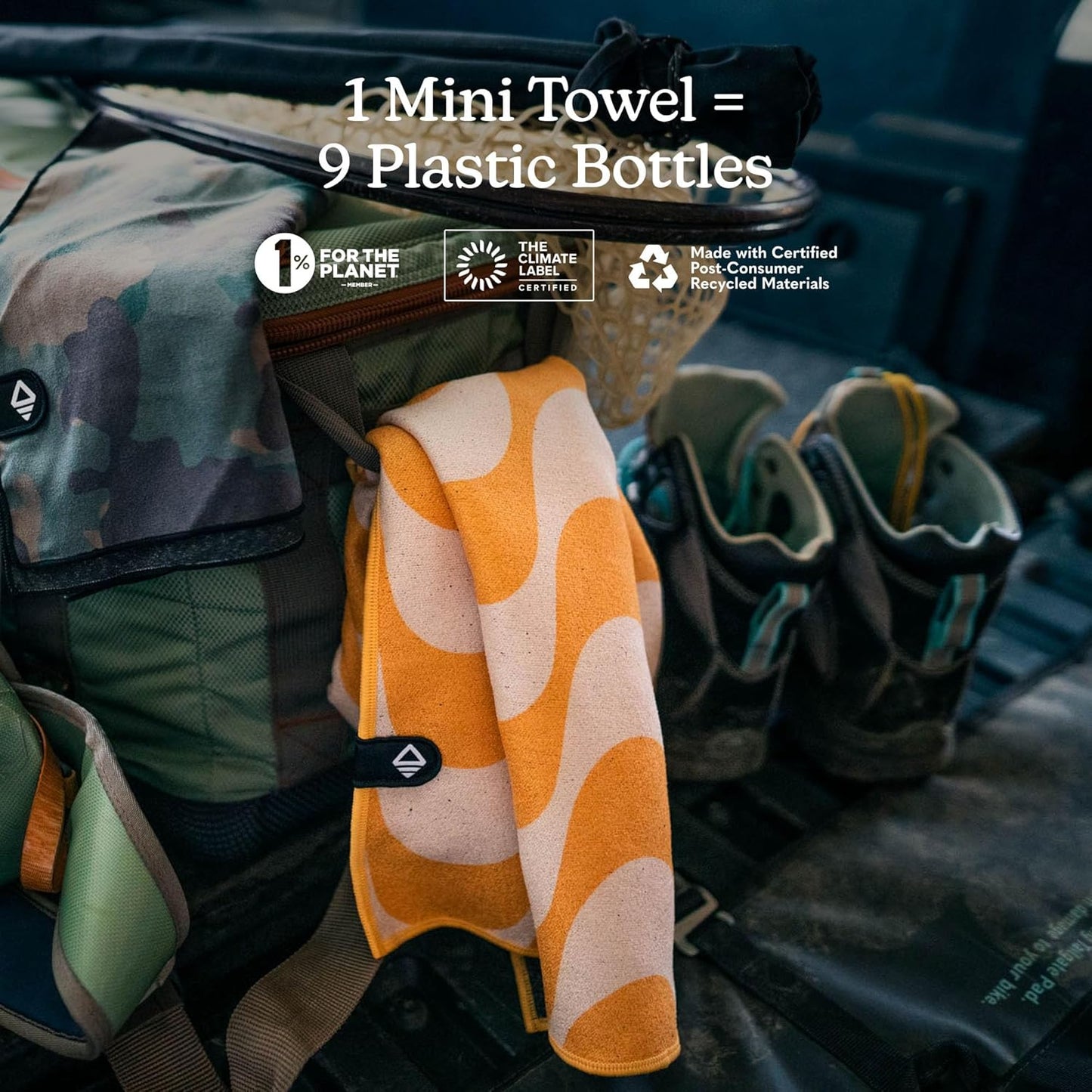 Nomadix Mini Towel - Perfect for Beach, Pool, Travel, Camping, Yoga - Made with Recycled Materials - Super Absorbent - Sand Resistant - Copacabana Mango - 16" x 40"