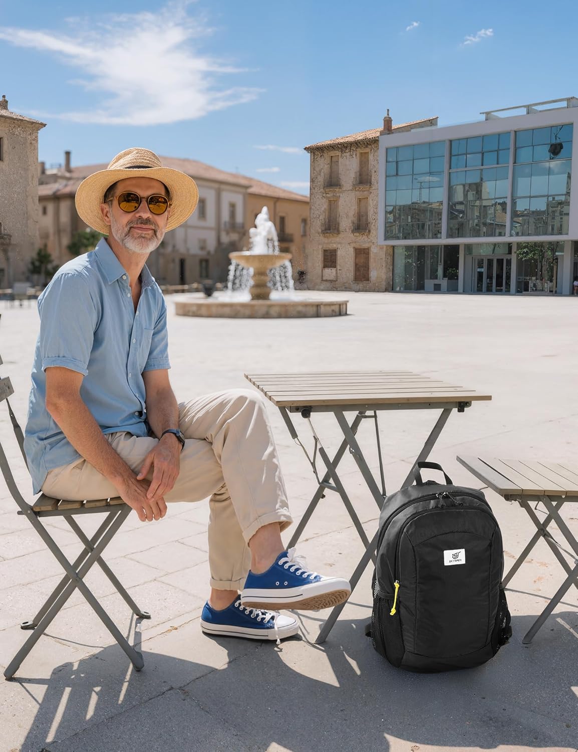 SKYSPER 16L Hiking Backpack Lightweight Small for Women Men, Foldable Packable Daypack - Travel Camping Backpack, Outdoor Hiking Bag (Black)