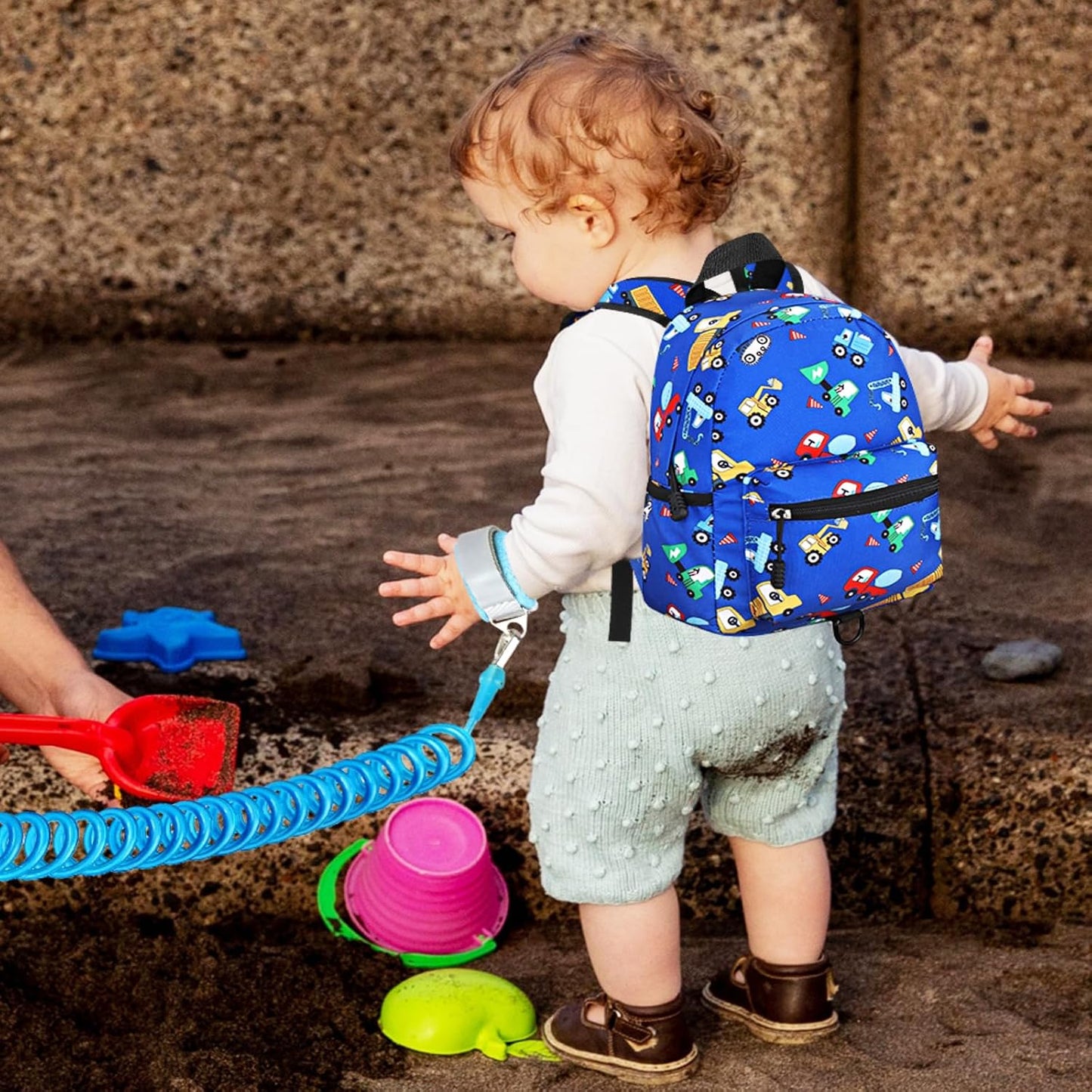 Accmor Toddler Backpack with Leash, Cute Kids Backpacks with Anti Lost Wrist Link, Mini Baby Backpack Leash Walking Harness for Outdoor Travel, Small Excavator Backpack Tether Protector for Boys