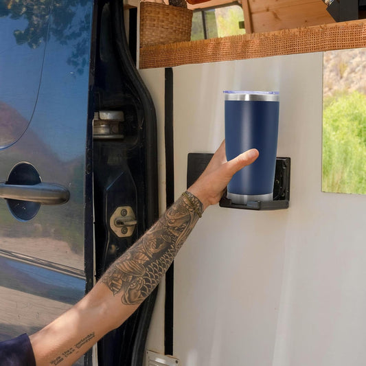 20oz Tumbler Stainless Steel Tumbler Cup with Lid Vacuum Insulated Double Wall Travel Mug, Durable Powder Coated Travel Coffee Tumbler Mug for Hot & Cold Drinks, Navy,1 Pack