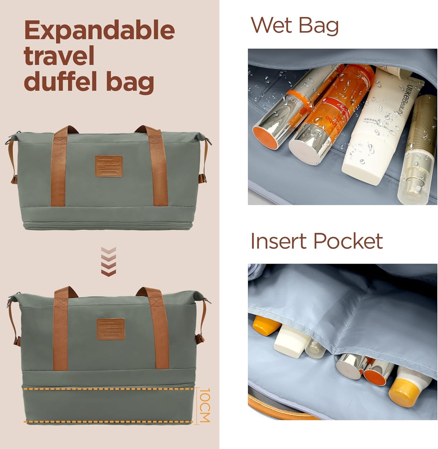 SHOWKOO Carry On Luggage Hardshell Lightweight Luggage Set, Suitcase with Double Spinner Wheels Tsa Lock White 3 piece set Green (DB/TB/20in)