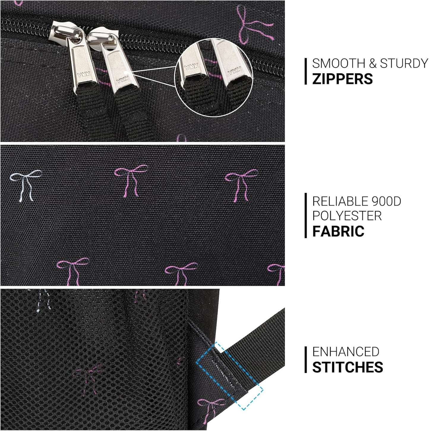 ZORFIN 26L Backpack for College, and Travel: Water Resistant Bookbag - Bow Black