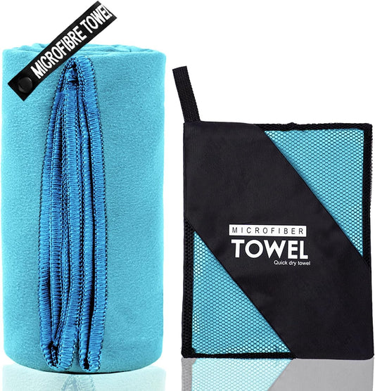 Microfiber Travel Towel, Soft Lightweight Quick Dry Towel, Super Absorbent Compact Travel & Sports & Beach Towels for Camping, Backpack, Gym, Swimming, Yoga, Hiking (XL:30"×60" -MarineBlue)