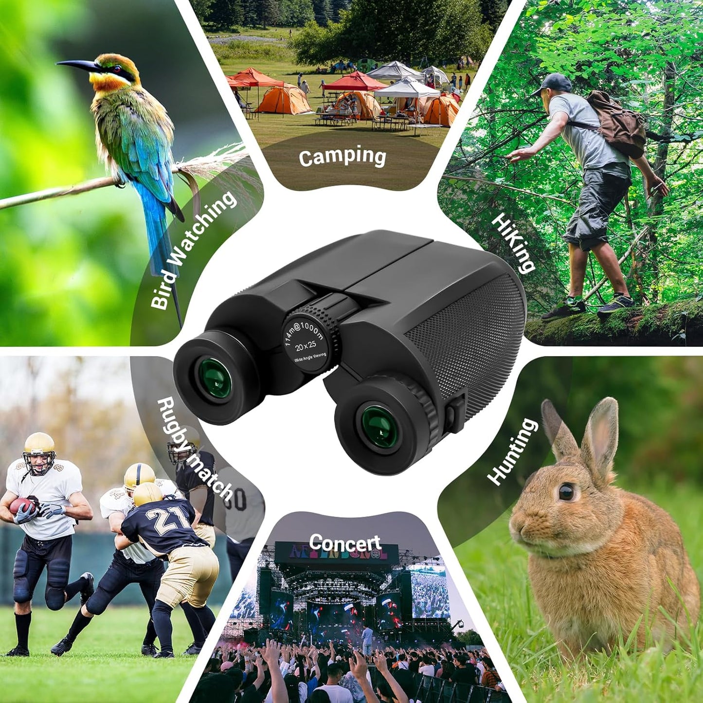 20x25 Binoculars for Adults & Kids, High Power Easy Focus,Waterproof Compact Binoculars with Low Light Vision for Bird Watching,Travel,Concert,Hiking(Black)