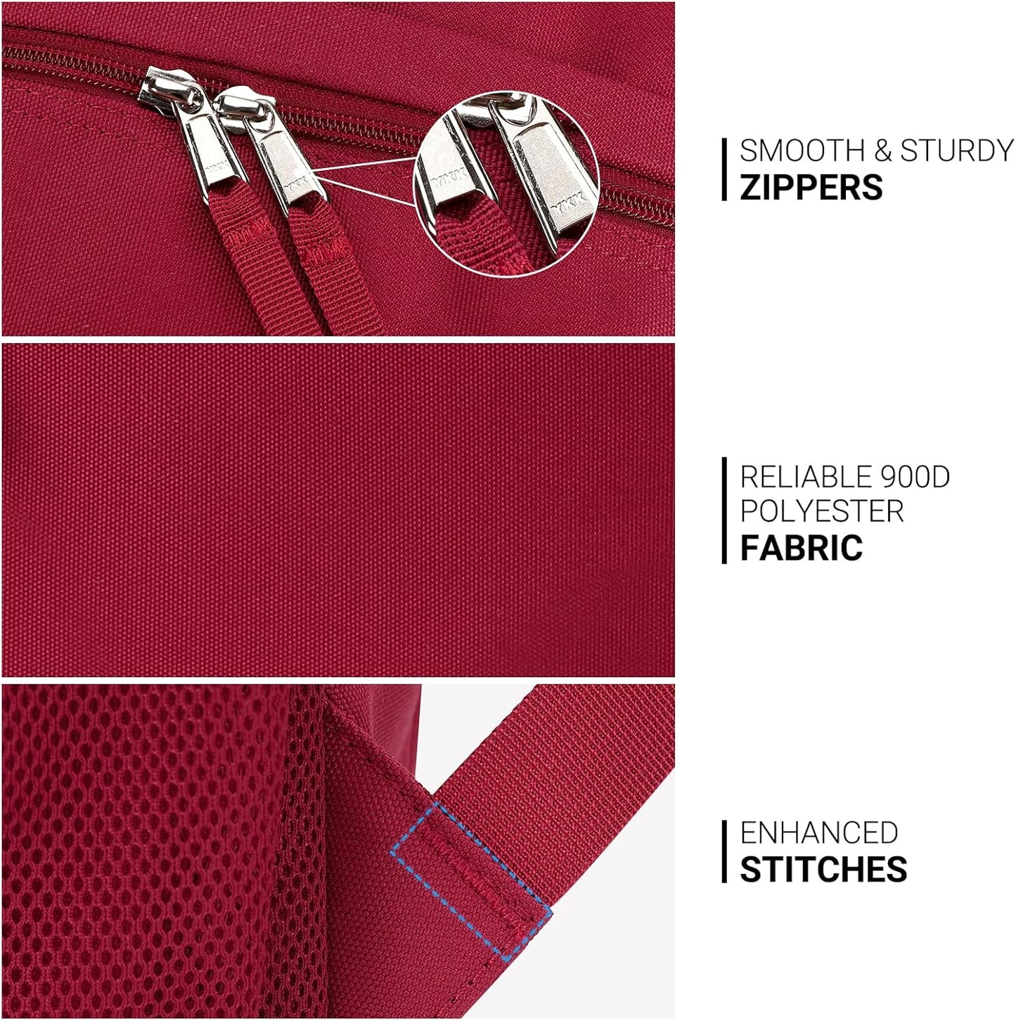 ZORFIN 26L Backpack for College, and Travel: Water Resistant Bookbag - Russet Red