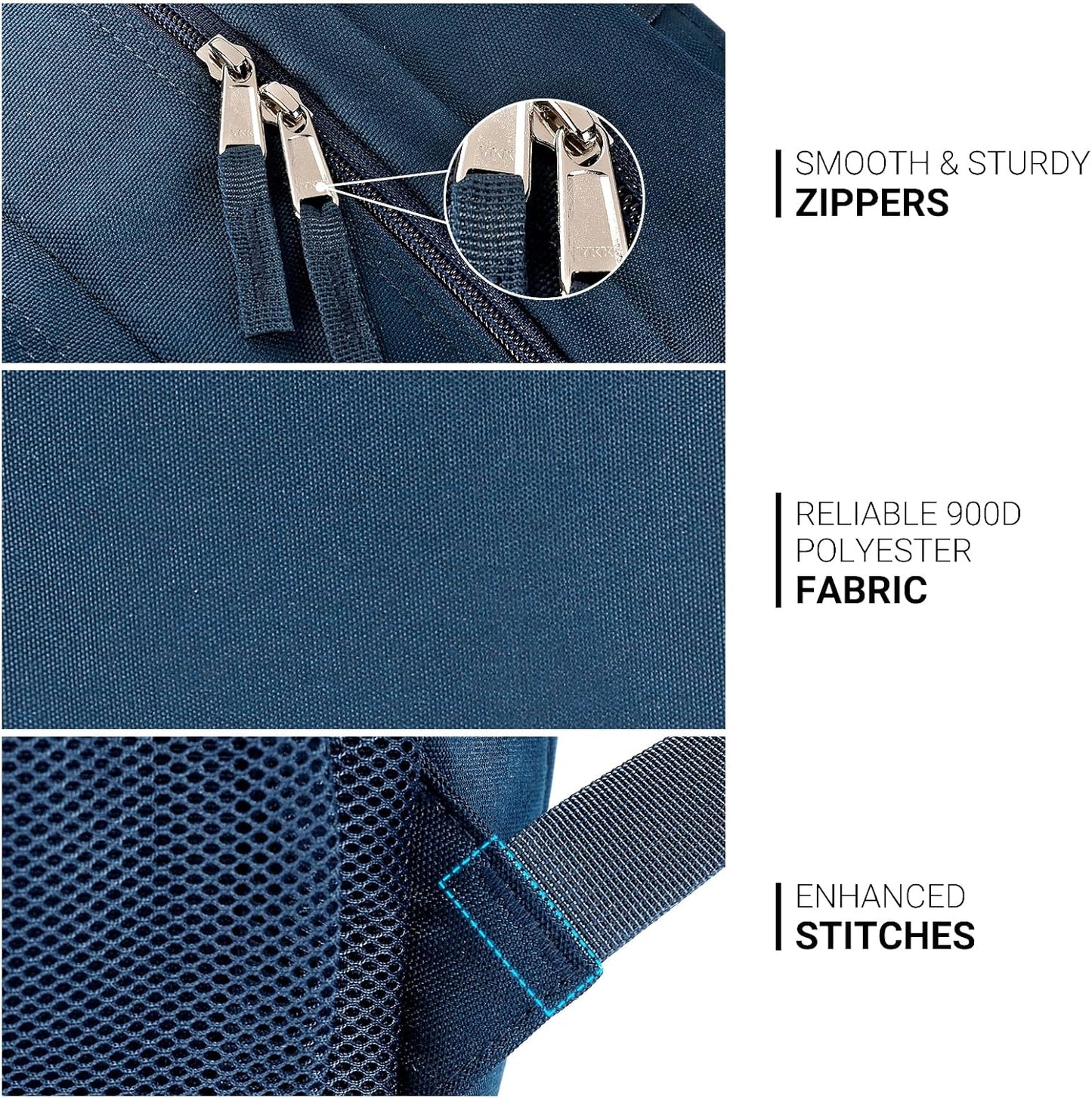 ZORFIN 26L Backpack for College, and Travel: Water Resistant Bookbag - Navy Blue