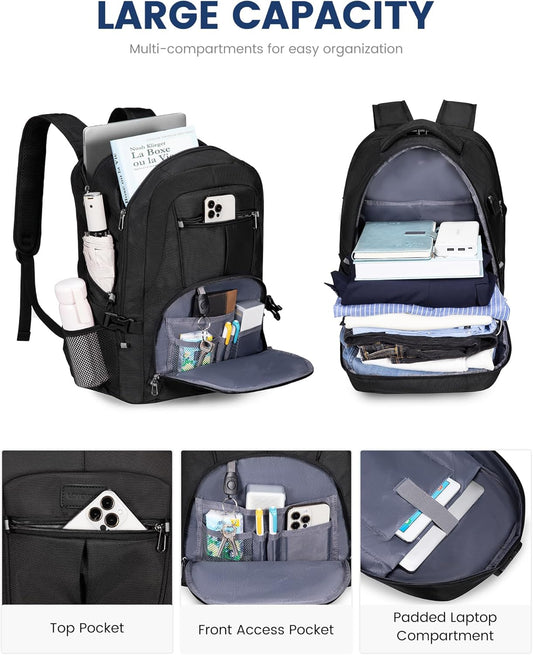 LOVEVOOK Travel Laptop Backpack Waterproof Anti Theft with Lock and USB Charging Port Large Computer Business Backpack for Men College Students (17 inch, Black)