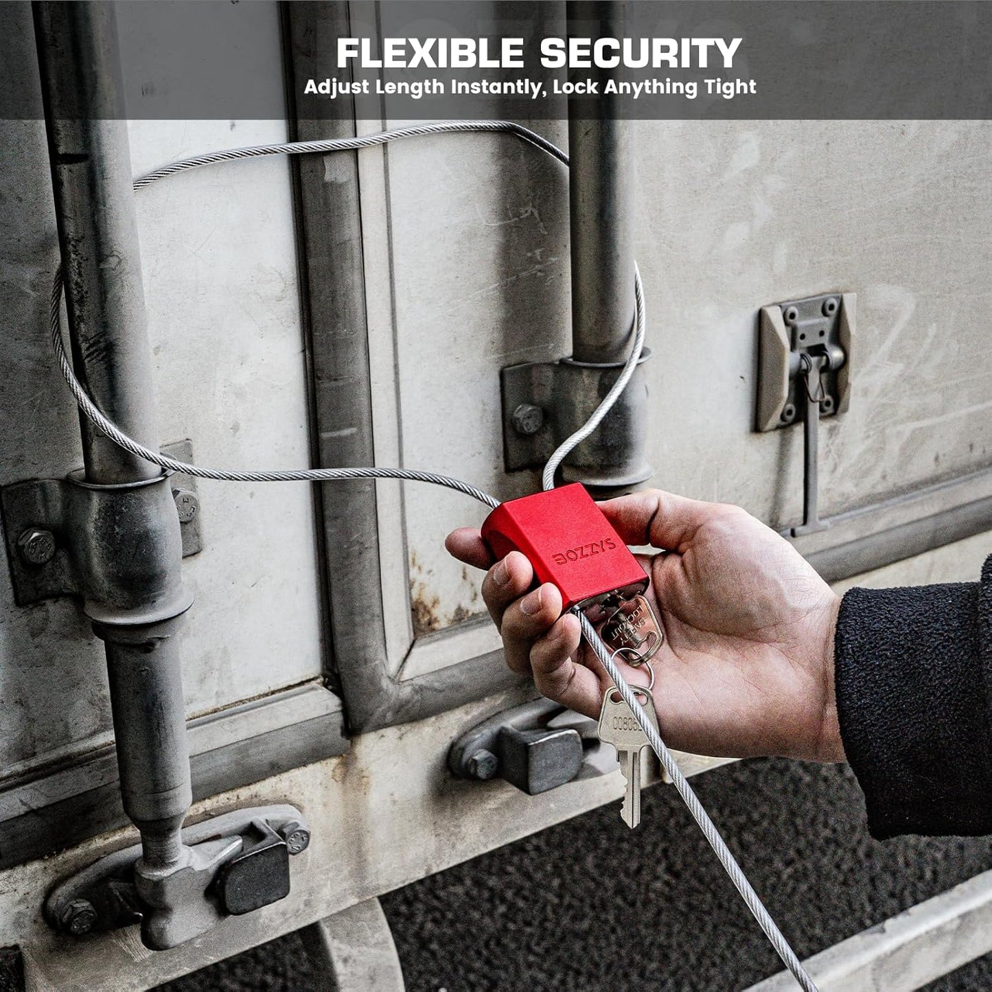 Adjustable Cable Locks with 3 Keys | 3.28ft L x 1/6in D Aluminum Steel Cable Padlock for Bikes, Gate, Lockers & Outdoor Gear | Keyed Different & Red