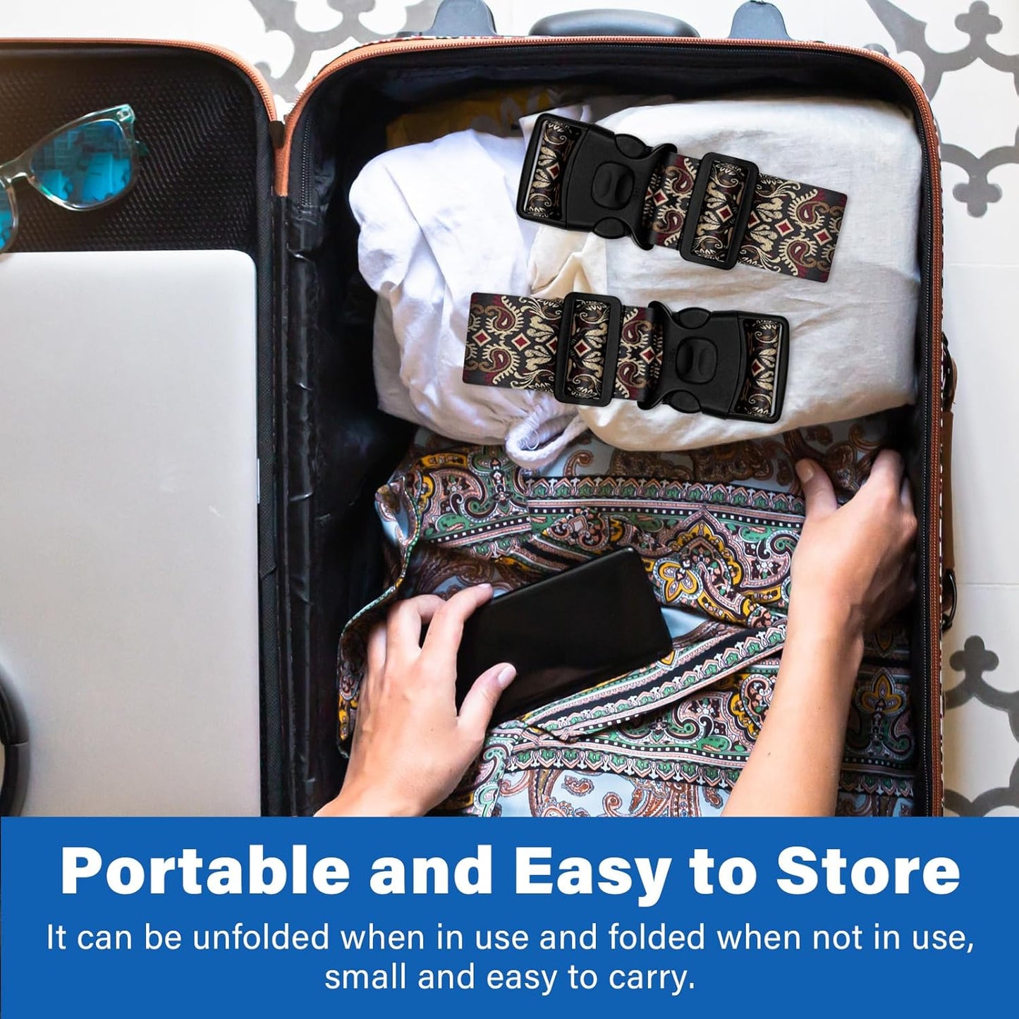 2 Pack Luggage Straps for Suitcases, Adjustable Travel Belt with Double Lock and Quick Release Buckle, Heavy Duty Nylon Bag Packing Strap, Unique Identifiers Business Travel Accessories-Dark Totem