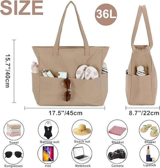 Waterproof Beach Tote Pool Bags for Women Ladies Extra Large Gym Tote Carry On Bag With Wet Compartment for Weekender Travel