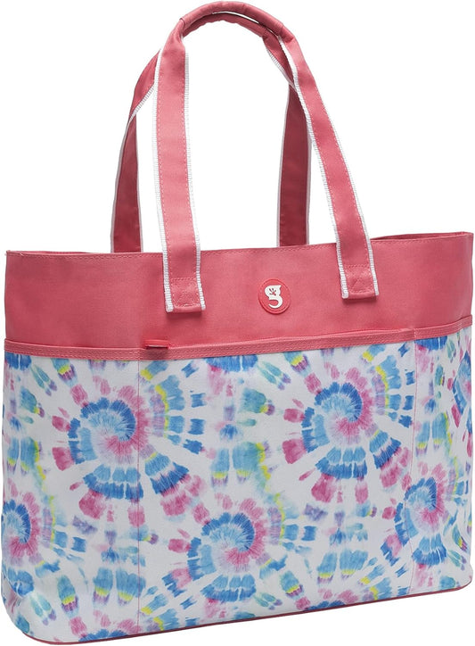 geckobrands Oversized Beach Tote – Large and Stylish Beach Bag with 4 Exterior Pockets and Zippered Internal Compartment