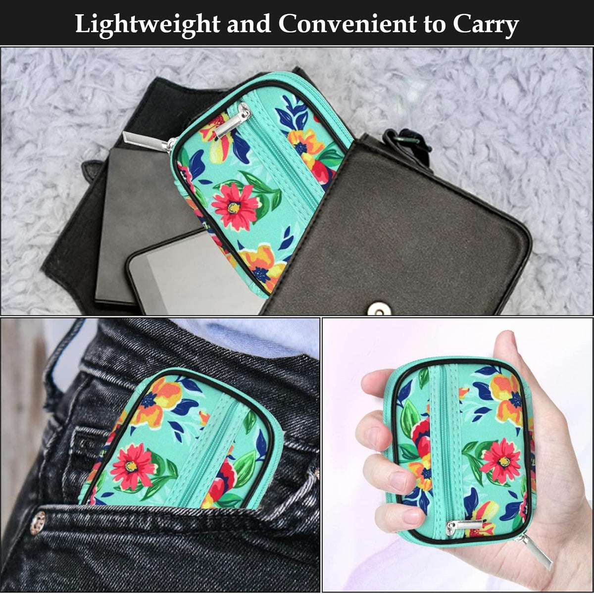 Serfeymi Weekly Travel Pill Organizer Pill Case for Purse with Removable 7 Day Pill Box, Fashionable Travel Medicine Organizer Pill Container for Medicine, Vitamin, Supplement - Green 01 + Pill Box