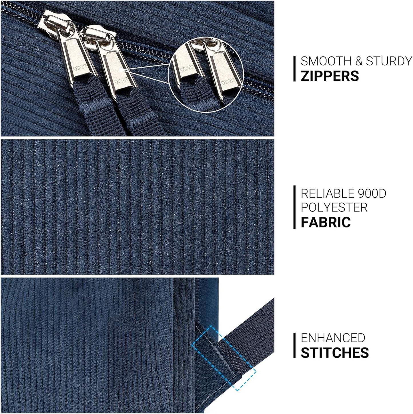 ZORFIN 26L Backpack for College, and Travel: Corduroy Bookbag - Midnight Blue