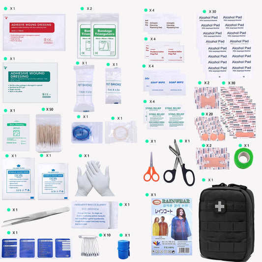 Carlebben EMT Pouch MOLLE Ifak Pouch Tactical MOLLE Medical First Aid Kit Utility Pouch (With Medical Supplies)