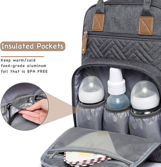 iniuniu Diaper Bag Backpack, 4 in 1 kit Large Unisex Baby Bags for Boys Girls, Waterproof Travel Back Pack with Diaper Pouch