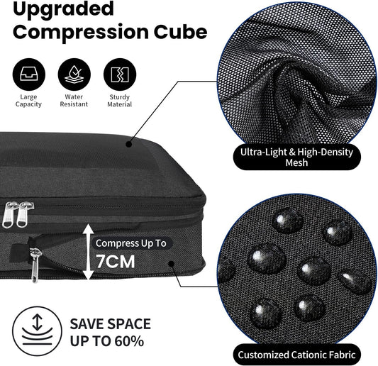 8 Set/6 Set/4 Set Compression Packing Cubes for Travel, Lightweight Vacation Travel Essentials, Travel Accessories for Suitcase Organizer Bags Set, Durable Luggage Organizer