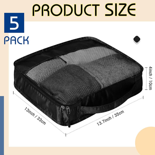 5 Pcs Packing Cubes for Suitcase Large Travel Cubes Carry on Luggage Organizer Bags for Clothes Accessories(M,Black)
