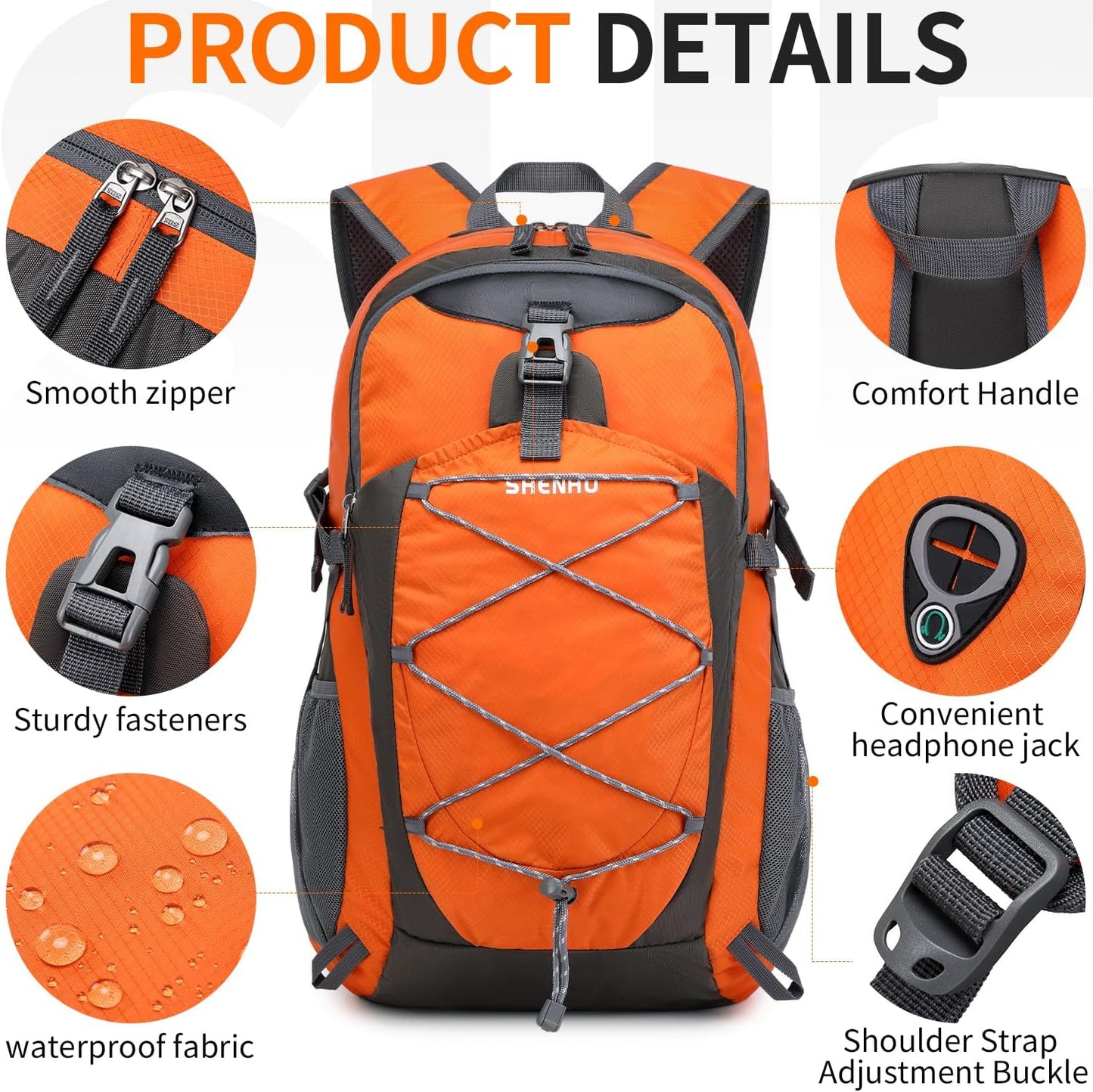 40L Hiking Backpack Lightweight Daypack Waterproof Travel Camping Backpack for Men Women Sport Packable