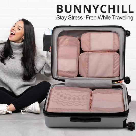 Expandable Compression Packing Cubes for Suitcases,6 Set Lightweight Compressible Travel Packing Organizer for Carry on Suitcase,Organizer Bags Set as Travel Essentials for Women