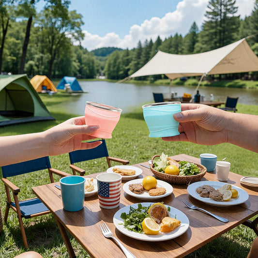 Collapsible Water Cup 6oz/180ml - Collapsible Cup - Silicone Collapsible TravelCup - Silicone Folding Camping Cup with Lids - Foldable Drinking Cup - for Travel, Camping, Hiking