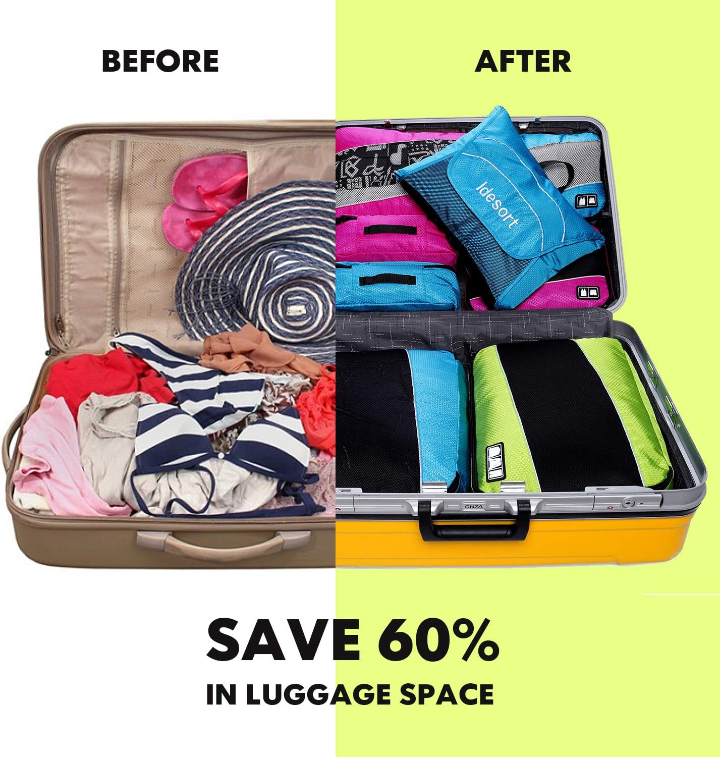 Packing Cubes Luggage Bags Organizer Durable Travel Accessories With Clothing Label