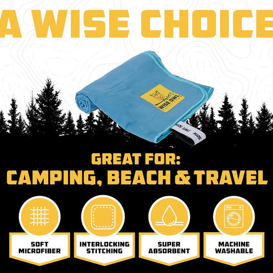 Wise Owl Outfitters Microfiber Camping Towel - Quick Dry Towel for Travel, Backpacking, Hiking, Beach, Gym & Yoga - Compact, Fast Drying & Lightweight