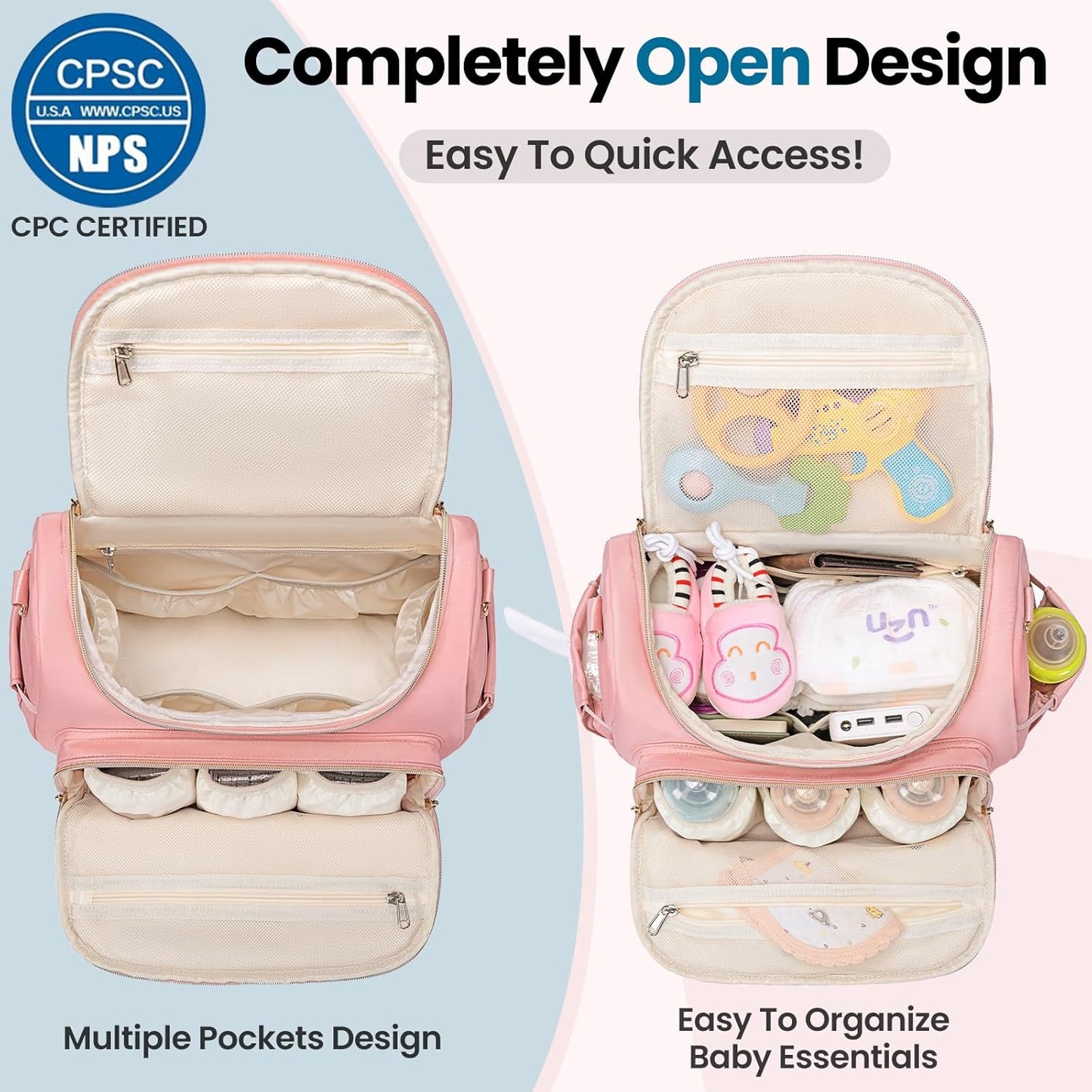 4 in 1 Convertible Diaper Bag Backpack,Waterproof Baby Diaper Bag with Changing Pad,Converts into Baby Tote Bag,Diaper Backpack,Stroller Bag and Crossbody Diaper Bag