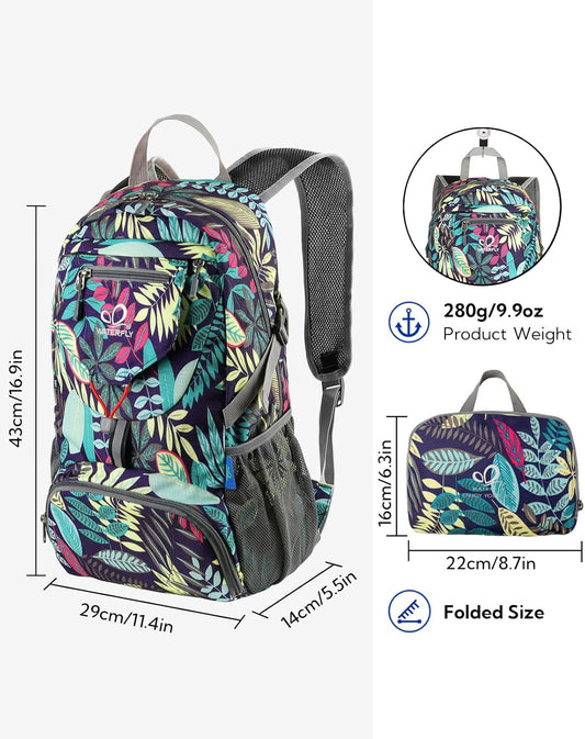 WATERFLY Small Lightweight Packable Backpack: 20l Ultra Light Foldable Travel Hiking Camping Daypack Day Pack for Man Woman