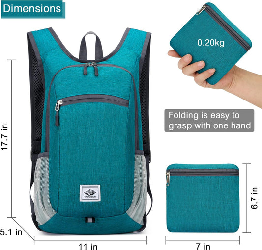 Esup 15L Lightweight Foldable Hiking Backpack for Women Men (Green)